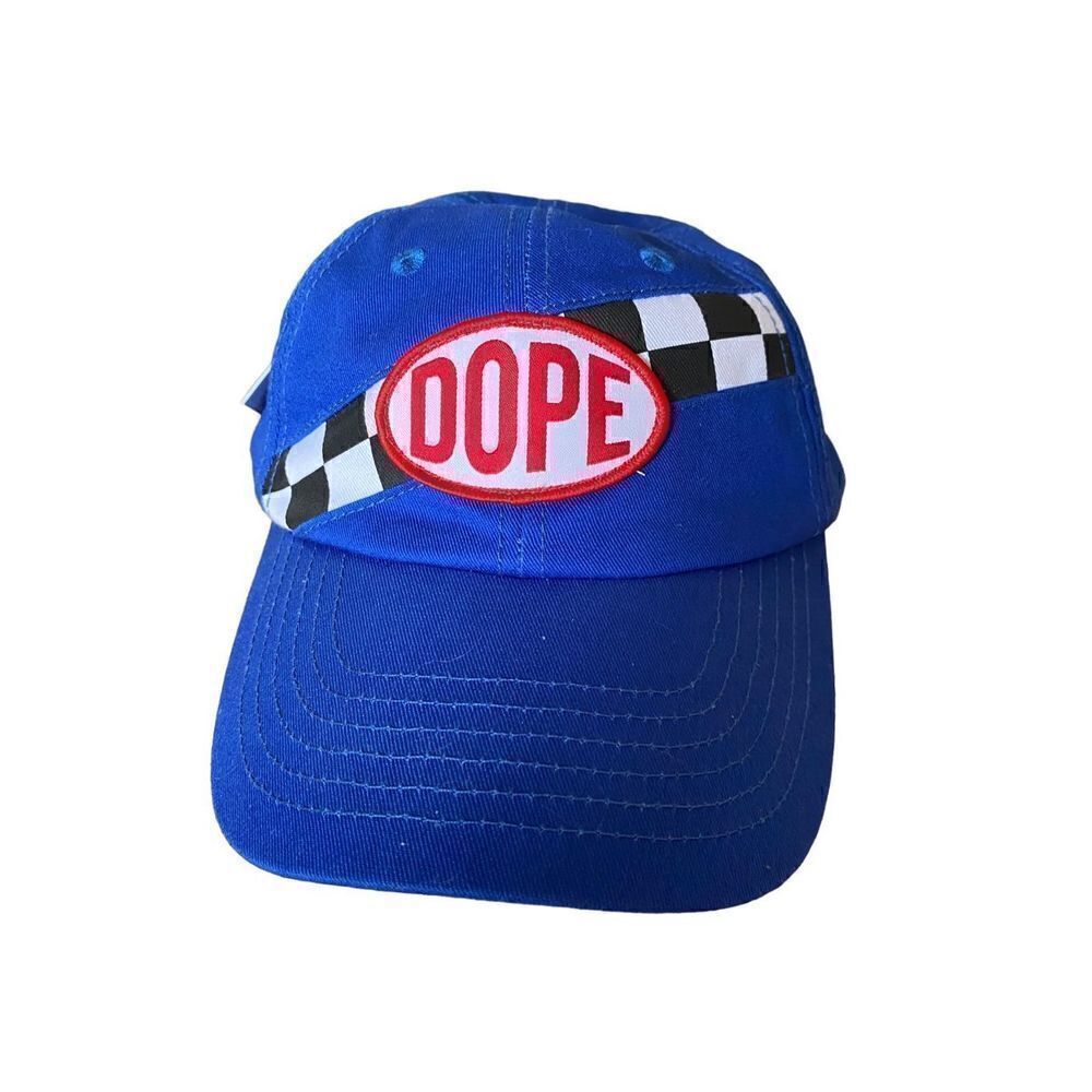 dope NWT racing checkered, flag, red, white, and blue snapback hat ￼